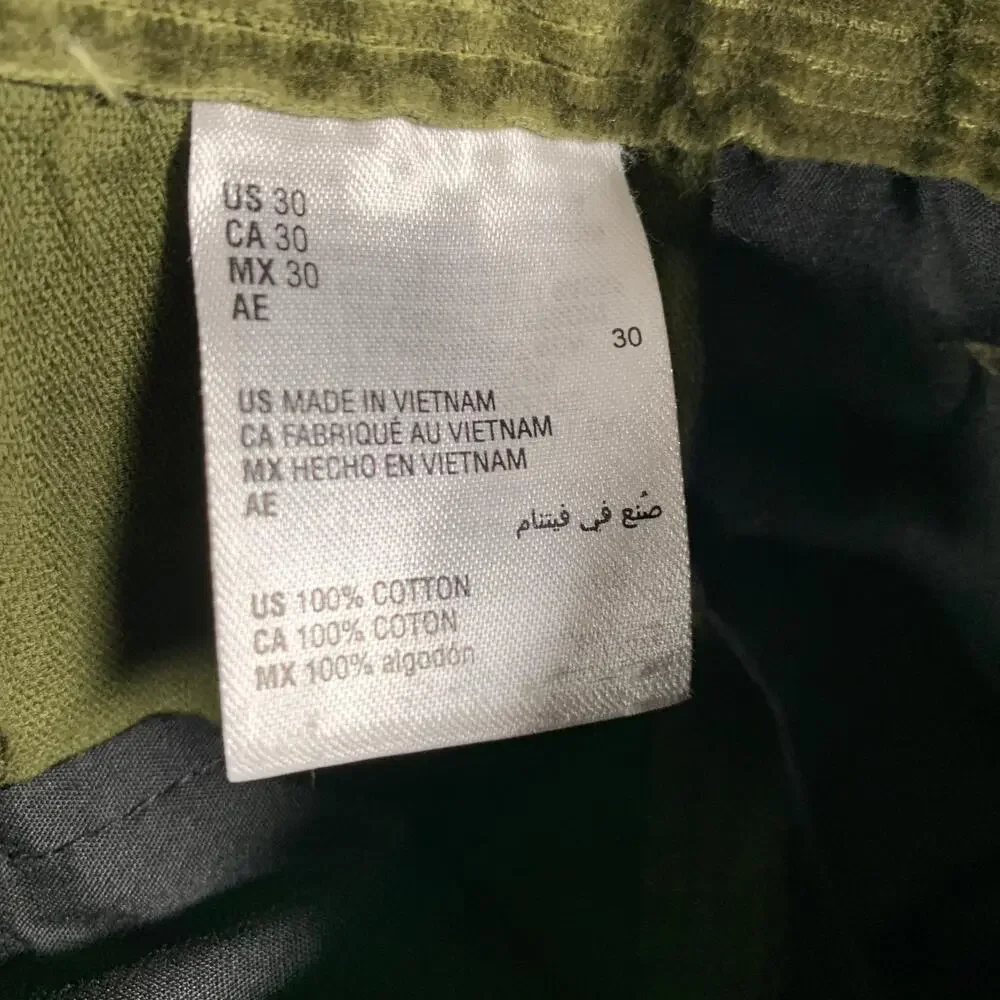 Sun + Stone Cargo Pants Mens 32x28 Green Corduroy Patchwork Utility Casual